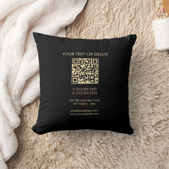 Elegante Sjabloon moderne QR-code zwart en goud Kussen (Deken)