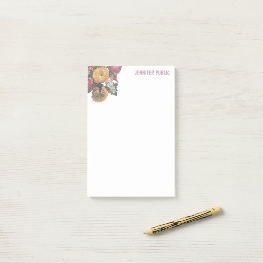 Elegante Sjabloon Pastel Kleuren Waterverf Rozen Post-it® Notes (Op bureau)