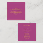 Elegante Sjabloon Professionele Gouden Tekst Lijst Vierkante Visitekaartje (Voorkant / Achterkant)