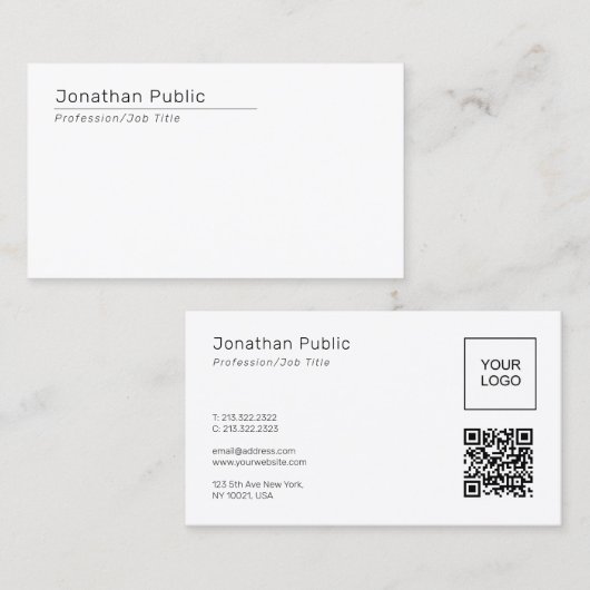 Elegante sjabloon QR-code upload bedrijfslogo naar Visitekaartje (Voorkant / Achterkant)