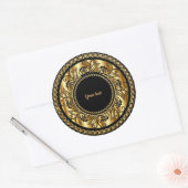 Elegante sjabloon van zwart en goud, ronde sticker (Envelop)