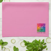 Elegante Sjabloon Voeg uw bedrijf Logo tekst roze Theedoek (Gevouwen)