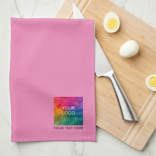 Elegante Sjabloon Voeg uw bedrijf Logo tekst roze Theedoek (Quarter Fold)