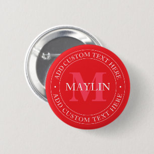 Elegante sjabloon voor cirkelvormige tekst in rood ronde button 5,7 cm