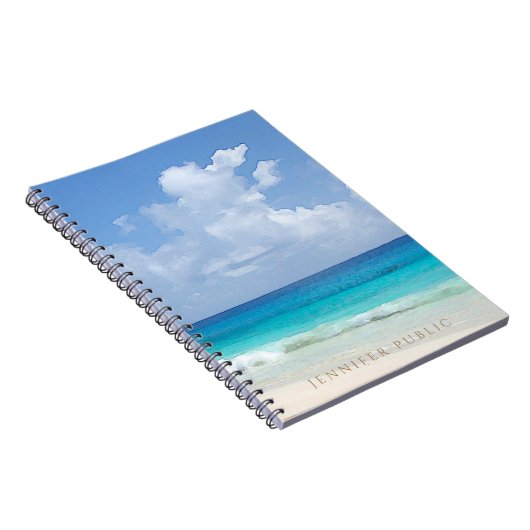 Elegante Sjabloon Waterverf Natuur Zeegezicht Golv Notitieboek (Rechterzijde)