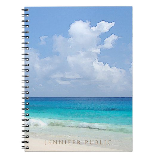 Elegante Sjabloon Waterverf Natuur Zeegezicht Golv Notitieboek (Voorkant)