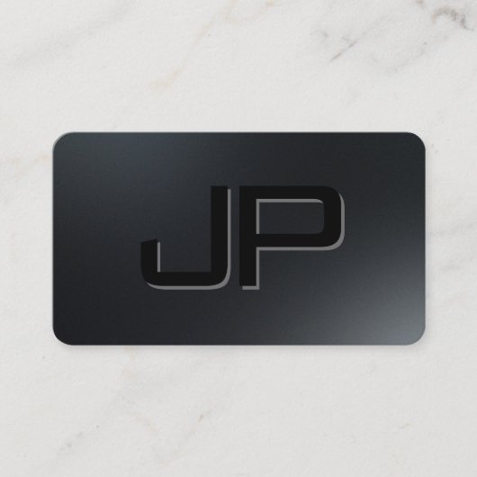 Elegante Sjabloon Zwart Monogram Premium Zijde Visitekaartje (Voorkant)