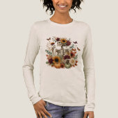 Elegante Skelet Bloem Gothic Herfst Mode Tri-Blend Shirt (Voorkant)