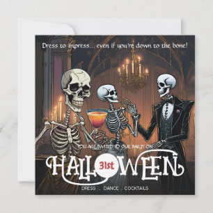 Elegante skeletjurk, dans- en cocktail-Halloween Kaart