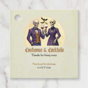 Elegante skeletkostuum cocktail Halloween-feest Bedankjes Labels