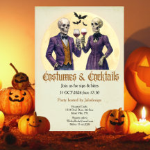 Elegante skeletkostuum cocktail Halloween-feest
