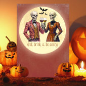 Elegante skeletkostuum cocktail Halloween-feest Kaart