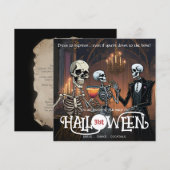 Elegante Skeleton Jurk, Dans & Cocktail Halloween Kaart (Voorkant / Achterkant)