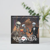 Elegante Skeleton Jurk, Dans & Cocktail Halloween Kaart (Staand voorkant)