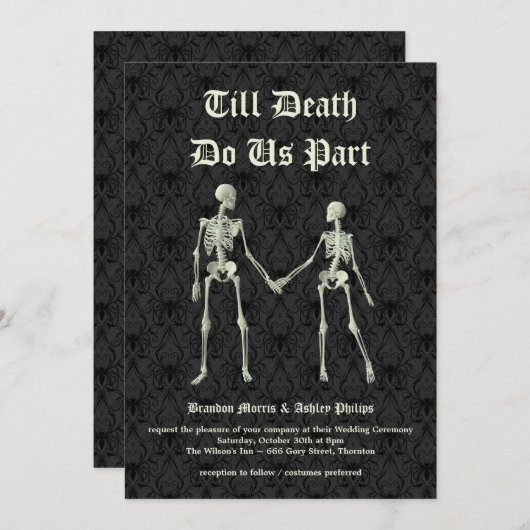 Elegante Skeletons Huwelijksuitnodiging Kaart (Voorkant / Achterkant)