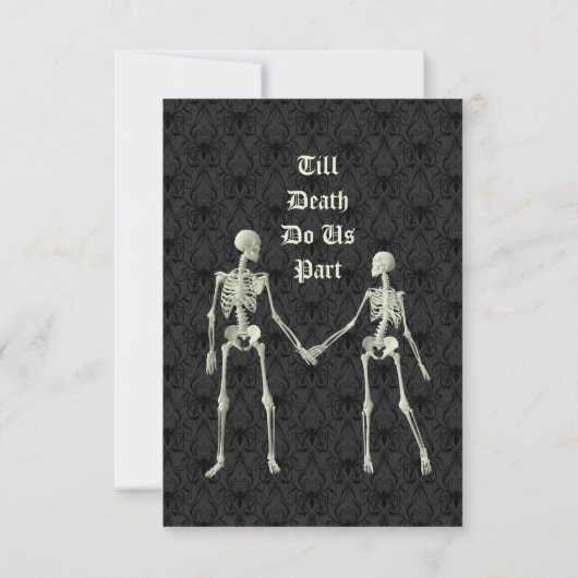 Elegante Skeletons Wedding RSVP Kaart (Achterkant)