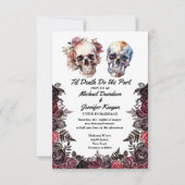Elegante skeletten Bloemen Halloween Bruiloft QR C Kaart (Voorkant)