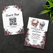 Elegante skeletten Bloemen Halloween Bruiloft QR C Kaart
