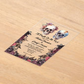 Elegante skeletten bloemengotische Halloween bruil Acryl Uitnodigingen (Laagn)