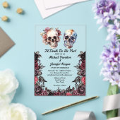 Elegante skeletten bloemengotische Halloween bruil Acryl Uitnodigingen (Insitu (Huwelijk))