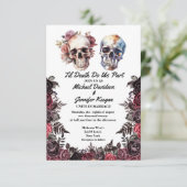 Elegante skeletten bloemengotische Halloween bruil Kaart (Staand voorkant)