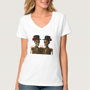 Elegante Skeletten met Rozen - Gothic Halloween T-shirt