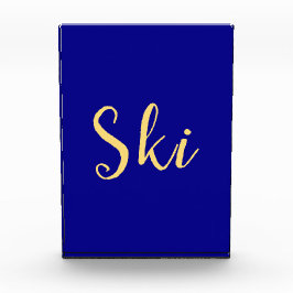 Elegante SKI-tekst Kleurrijke Royal Blue achtergro Fotoblokken