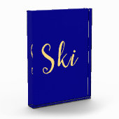 Elegante SKI-tekst Kleurrijke Royal Blue achtergro Fotoblokken (Links)