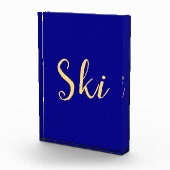 Elegante SKI-tekst Kleurrijke Royal Blue achtergro Fotoblokken (Rechts)