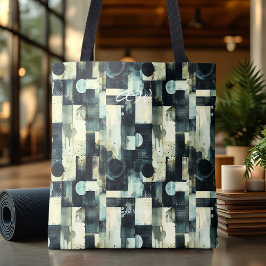 Elegante Skiferblauwe Abstracte Tote Tas Modern