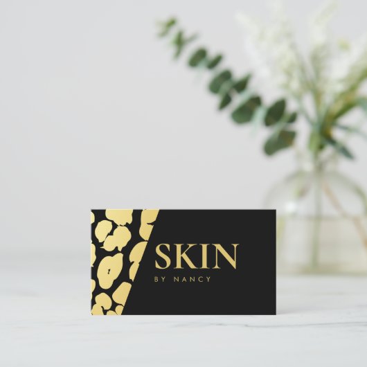 Elegante Skincare Gold Leopard Print Visitekaartje (Staand voorkant)