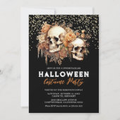 Elegante Skull Floral Halloween Party Kaart (Voorkant)