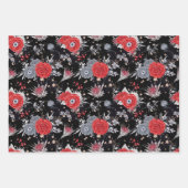 Elegante Skull Rozen Coffin Silver Black Inpakpapier Vel (Voorkant 2)