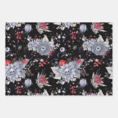 Elegante Skull Rozen Coffin Silver Black Inpakpapier Vel (Voorkant)