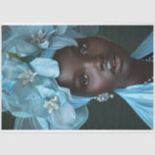 Elegante Sky Blue Afrikaanse vrouw Portret Decoupa Tissuepapier (Voorkant)