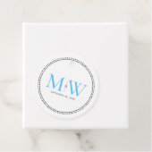 Elegante Sky Blue Couple's Monogram bruiloft Bedankjes Labels (In situ)