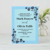 Elegante Sky Blue huwelijksuitnodiging - Romantisc Kaart (Staand voorkant)