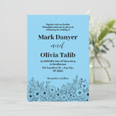 Elegante Sky Blue huwelijksuitnodiging - Romantisc Kaart (Staand voorkant)