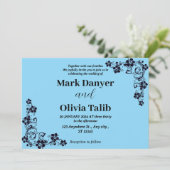 Elegante Sky Blue huwelijksuitnodiging - Romantisc Kaart (Staand voorkant)