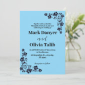 Elegante Sky Blue huwelijksuitnodiging - Romantisc Kaart (Staand voorkant)