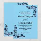 Elegante Sky Blue huwelijksuitnodiging - Romantisc Kaart (Voorkant / Achterkant)