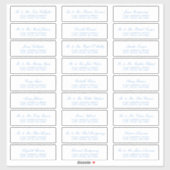 Elegante Sky Blue Script Guest Adresetiketten Sticker (Vel)