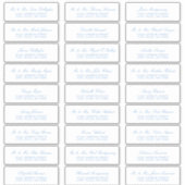 Elegante Sky Blue Script Guest Adresetiketten Sticker (Voorkant)