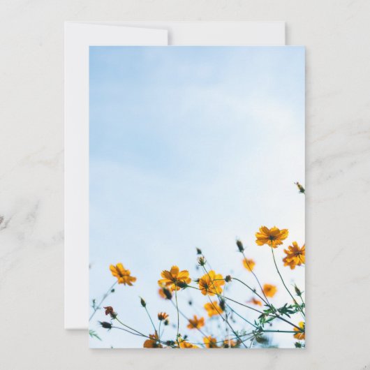 Elegante Sky Zonnebloemen Zomer Bloemen Huwelijk Kaart (Achterkant)