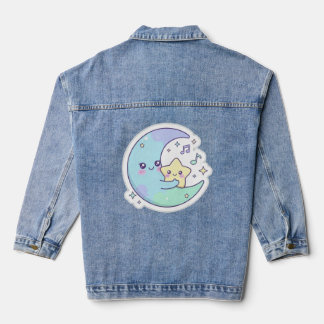 Elegante Slaap Maan & Sterren Dames Spijkerjas Denim Jacket