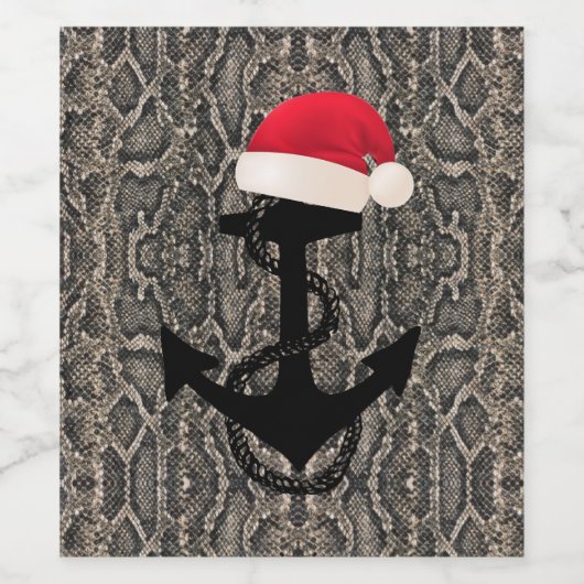 elegante slangenhuidafdruk + ANCHOR | Wijn Etiket (Enkel label)