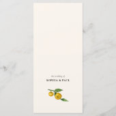 Elegante Slanke Vintage Citrus Fruit Huwelijk Menu (Achterkant)