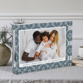 Elegante Slate Blue Nordic Snowflake Kerstmis Fotoblokken
