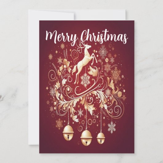 Elegante Sleighbel Magic Platte Kerstkaart (Voorkant)