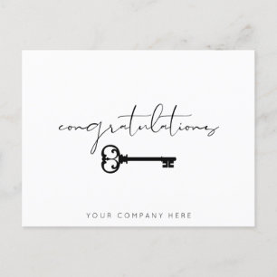 Elegante Sleutel Gefeliciteerd Nieuw Huis Vastgoed Briefkaart